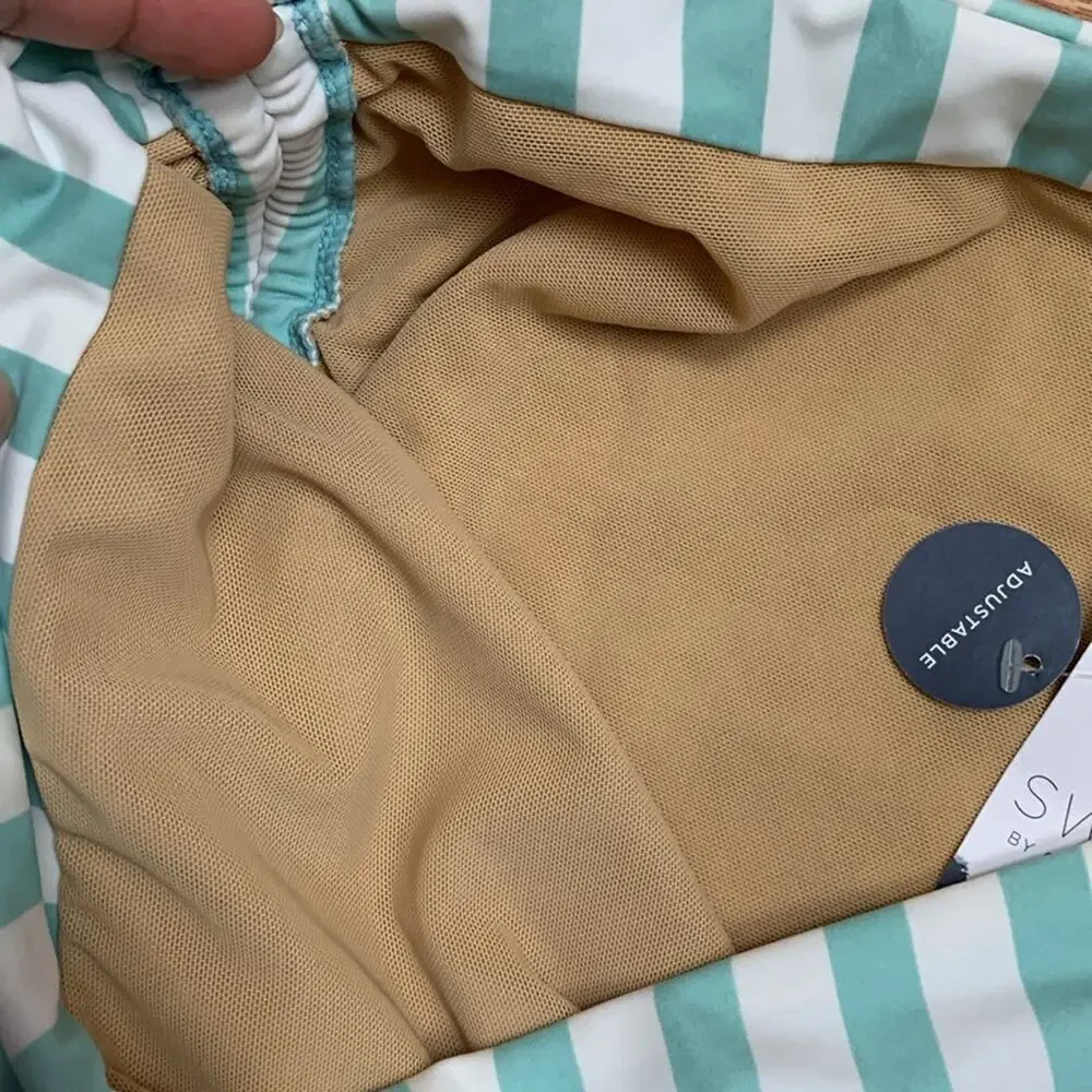 Swim by Cacique women's size 16 new swim suit bottoms high waist teal stripe blu - Picture 5 of 7